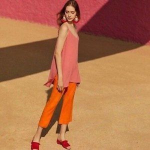 Anthropologie Maeve Meret Silk Tunic Pink Sz 4 NEW